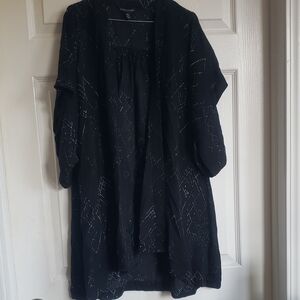 Eileen Fisher Black Kimono with Subtle Pattern